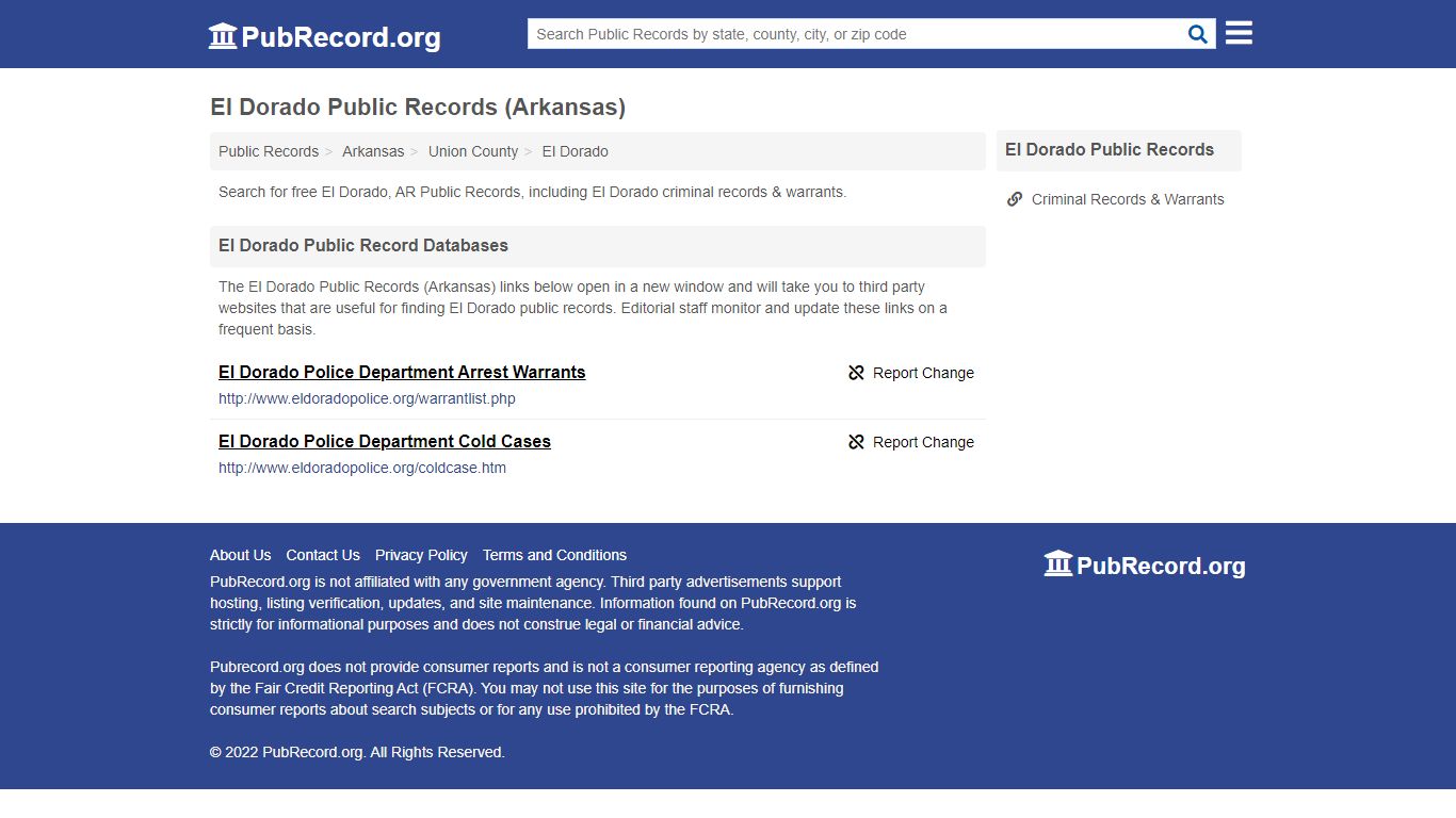 Free El Dorado Public Records (Arkansas Public Records) - PubRecord.org