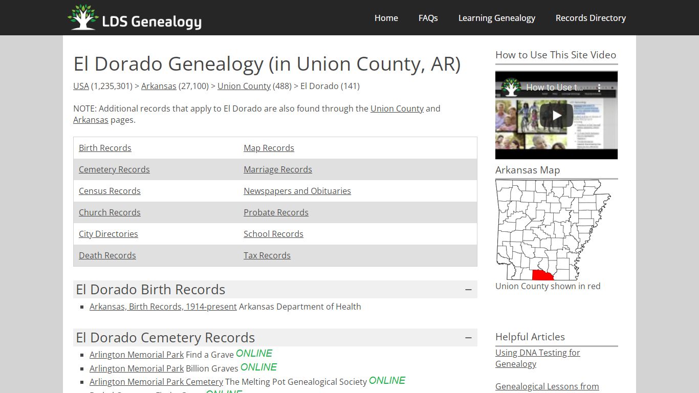 El Dorado Genealogy (in Union County, Arkansas)